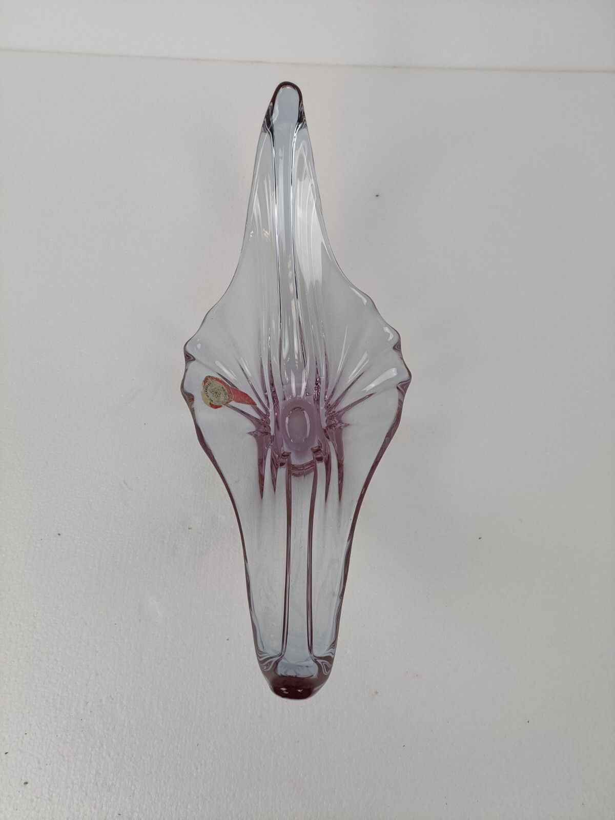 Val St Lambert Clear Light Purple Bowl Dish Centerpiece Art Glass Belgium Marked photo Home Decor