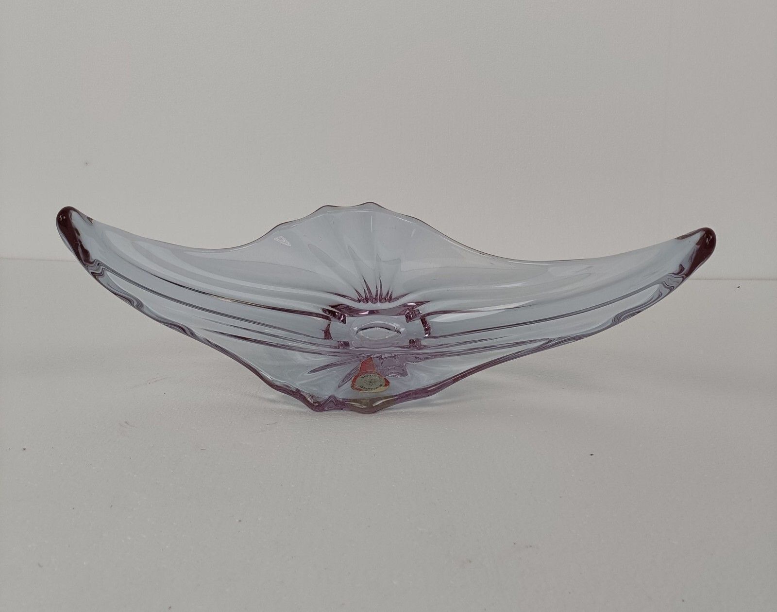 photo furniture Val St Lambert Clear Light Purple Bowl Dish Centerpiece Art Glass Belgium Marked