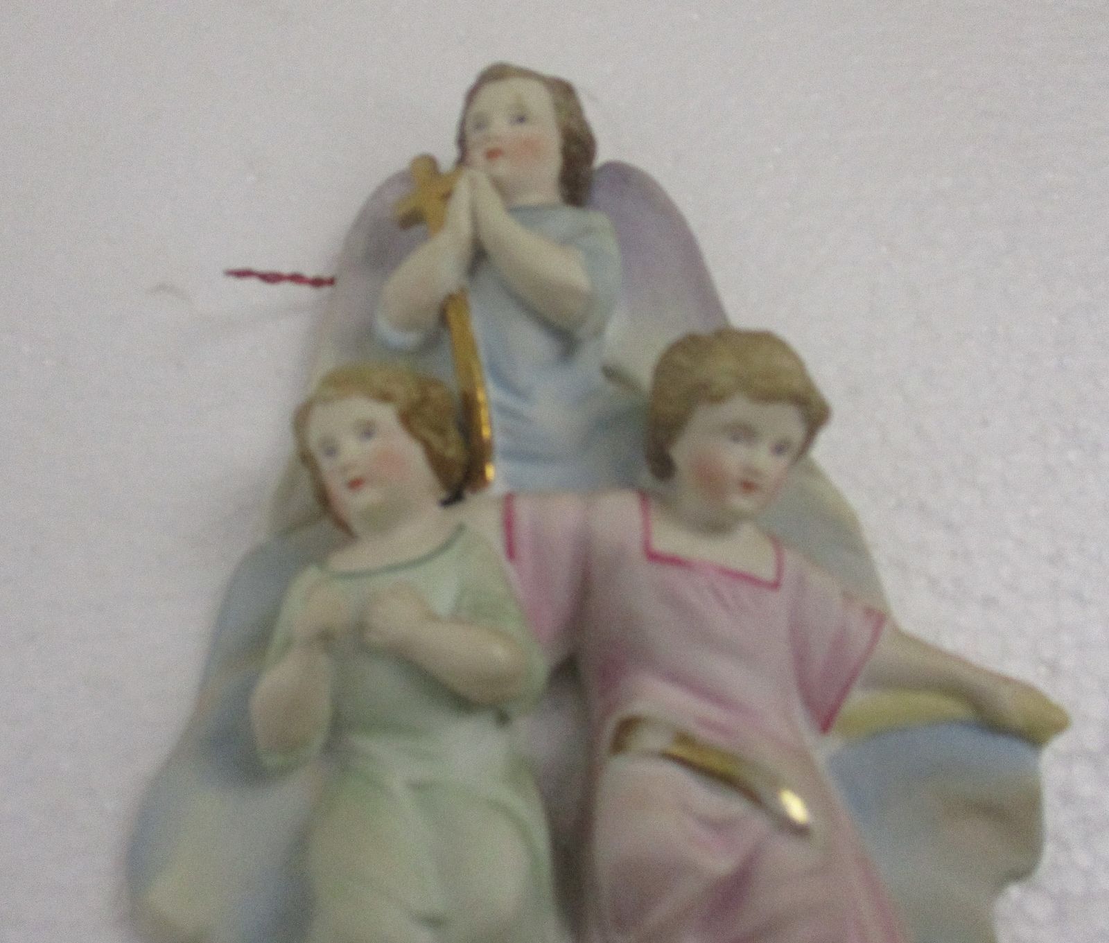 French Holy Water Font Vessel Infant Angels Jesus Christ Crucifix  Bisque Htf Lo photo furniture
