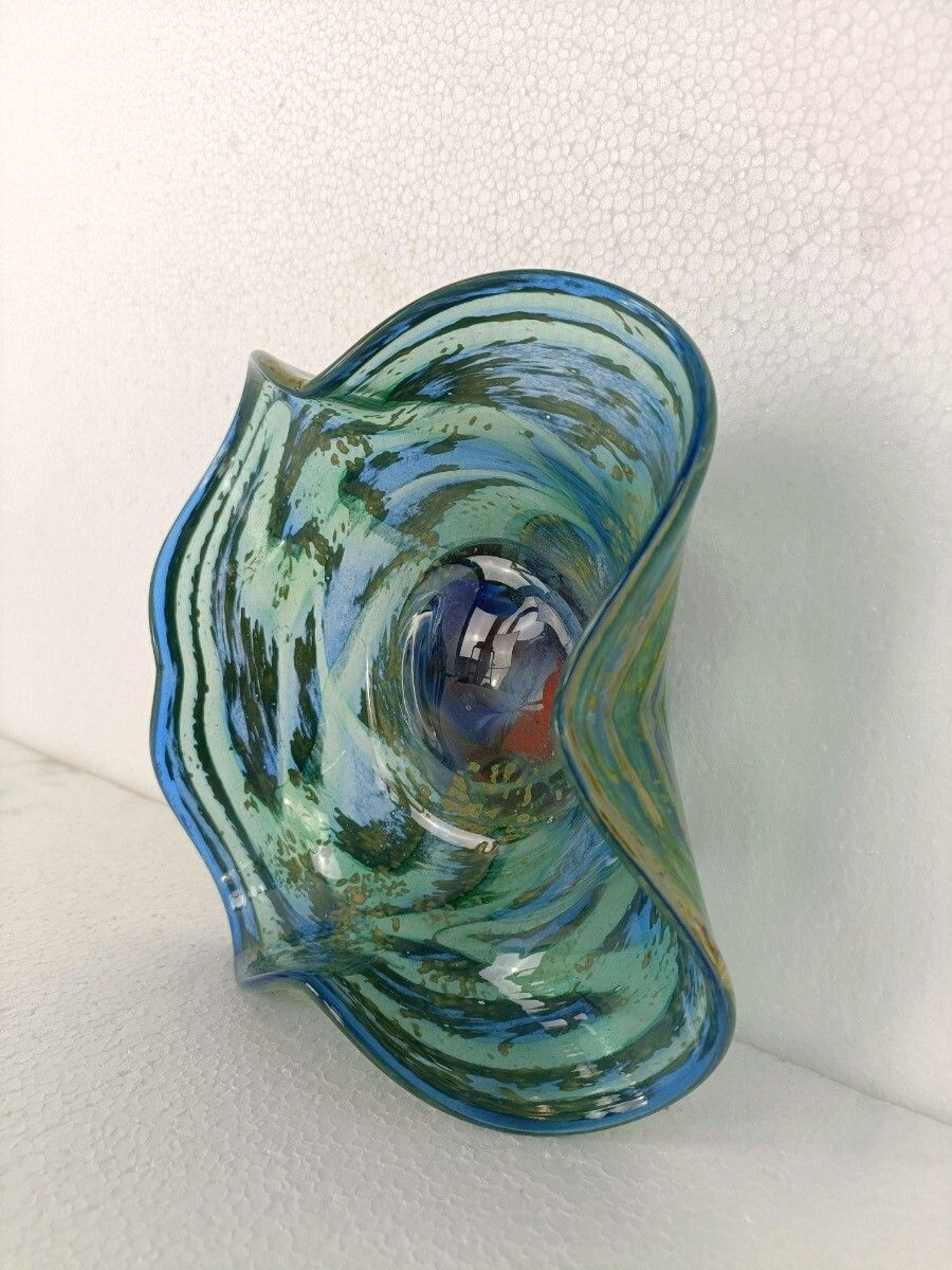 Art Glass Hand Blown Dish Centerpiece Murano Style Gorgeous Very Rare photo Home Decor