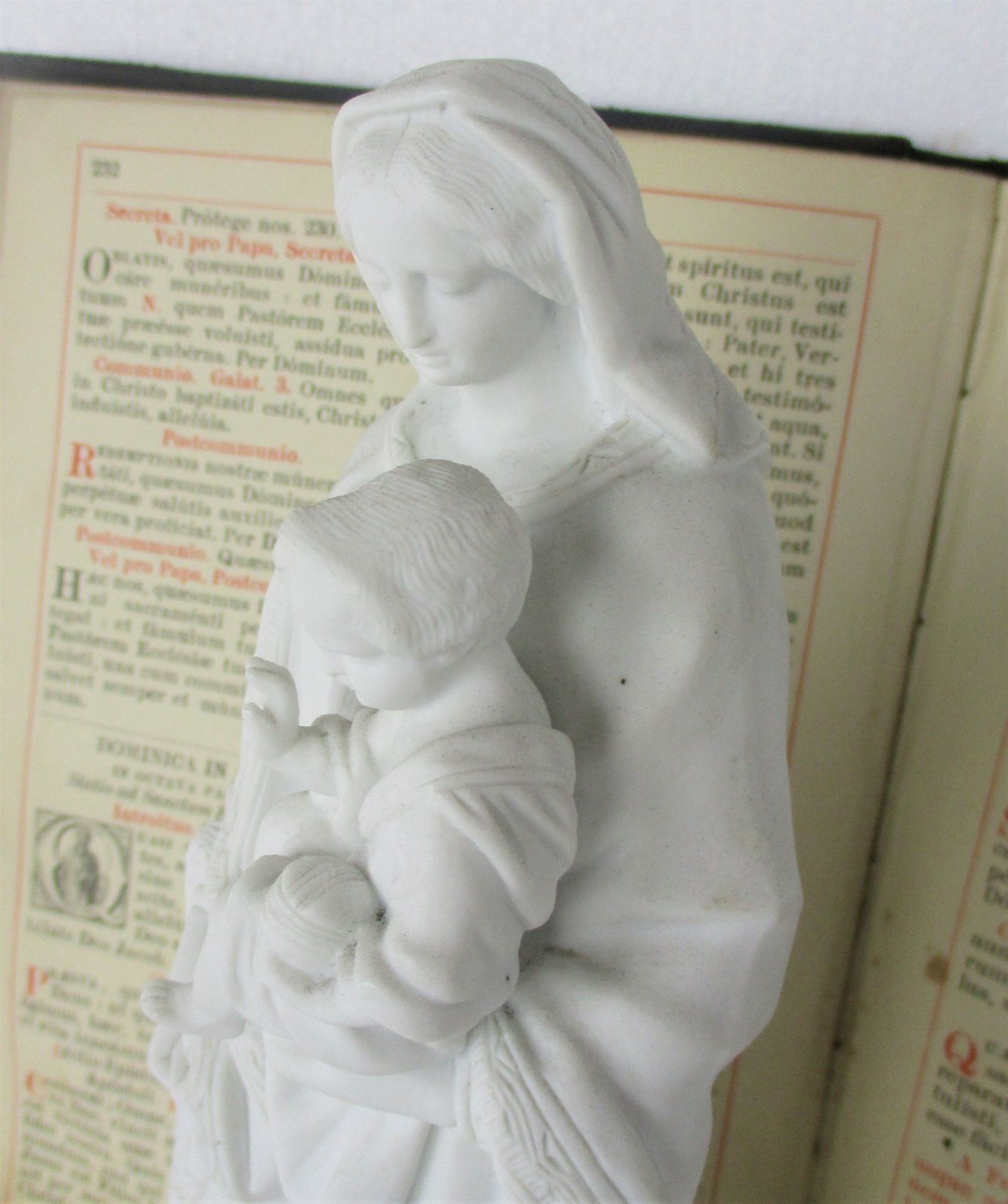 Antique Bisque Porcelain Statue Virgin Our Lady Mary Infant Child Exquisite Gorg photo buy