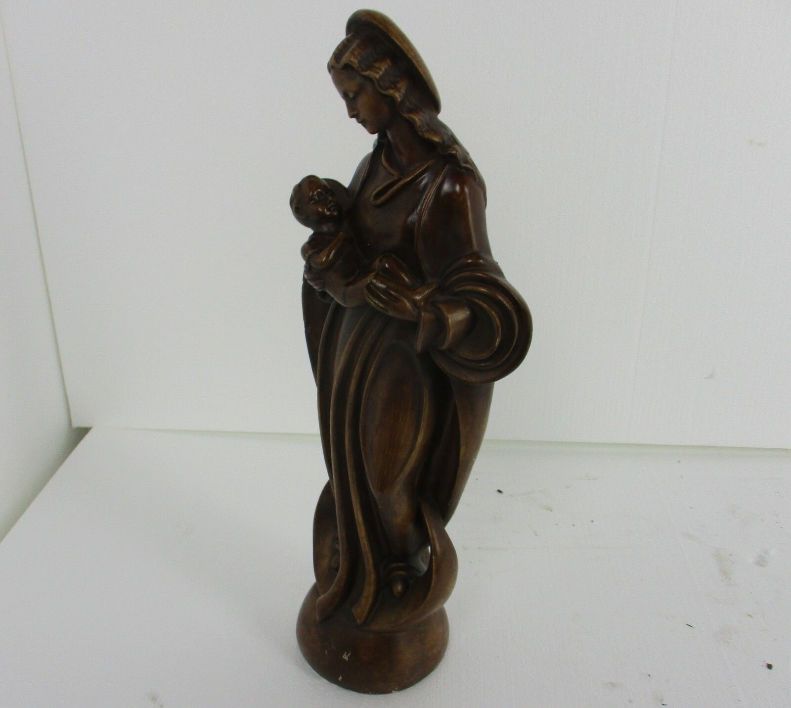 Xl  Art Nouveau Deco Plaster Statue Virgin Mary Infant Child Madonna Tenderness photo vinterior