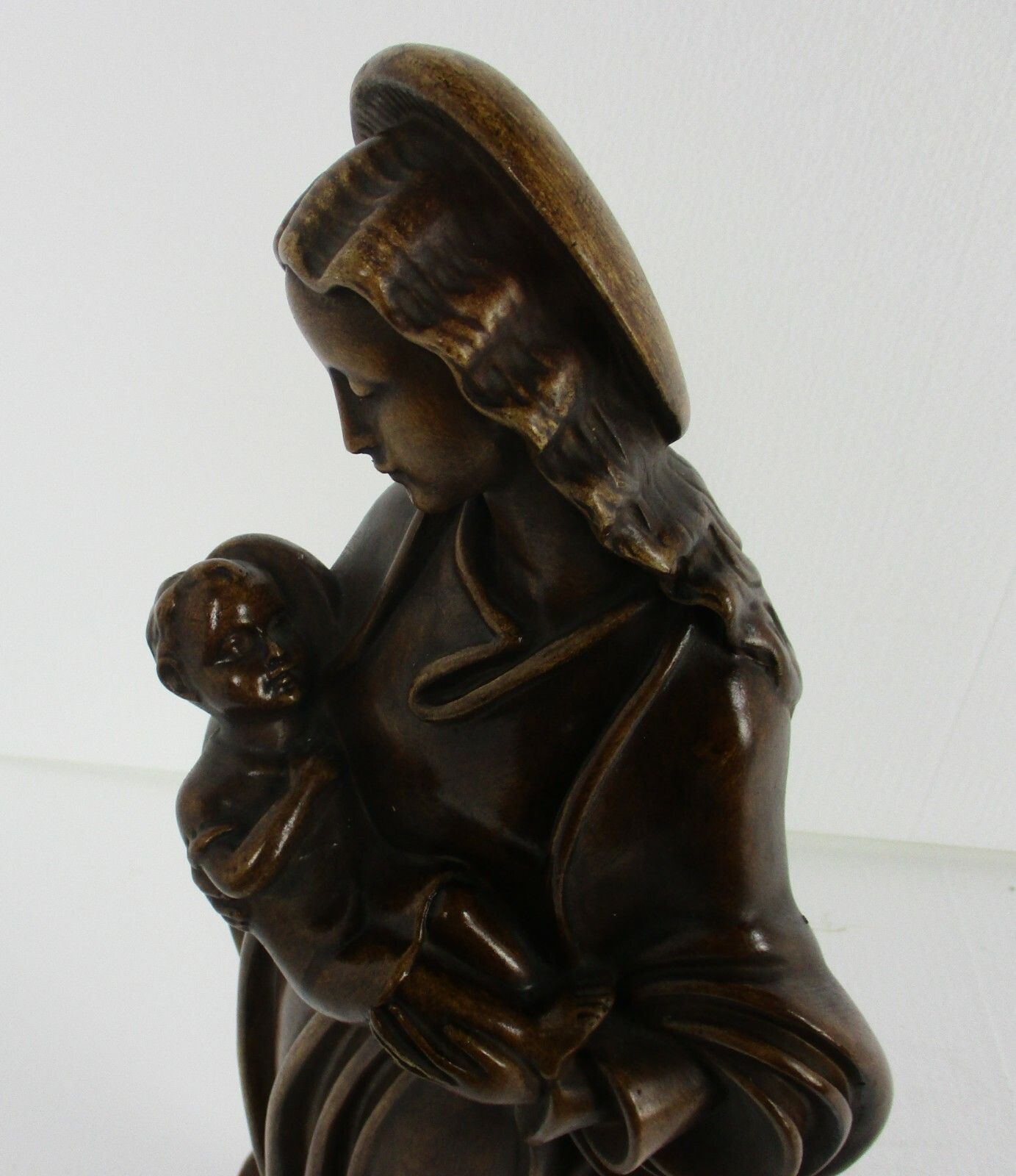 Xl  Art Nouveau Deco Plaster Statue Virgin Mary Infant Child Madonna Tenderness photo buy