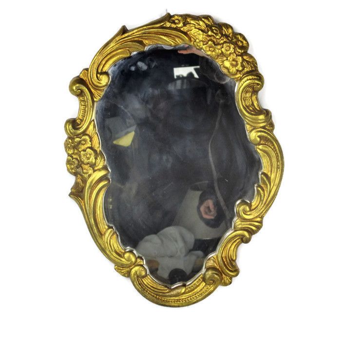 Ornate Mirror Resin Gold Gilded Ornate Hollywood Regency Style Gorgeous Flowers