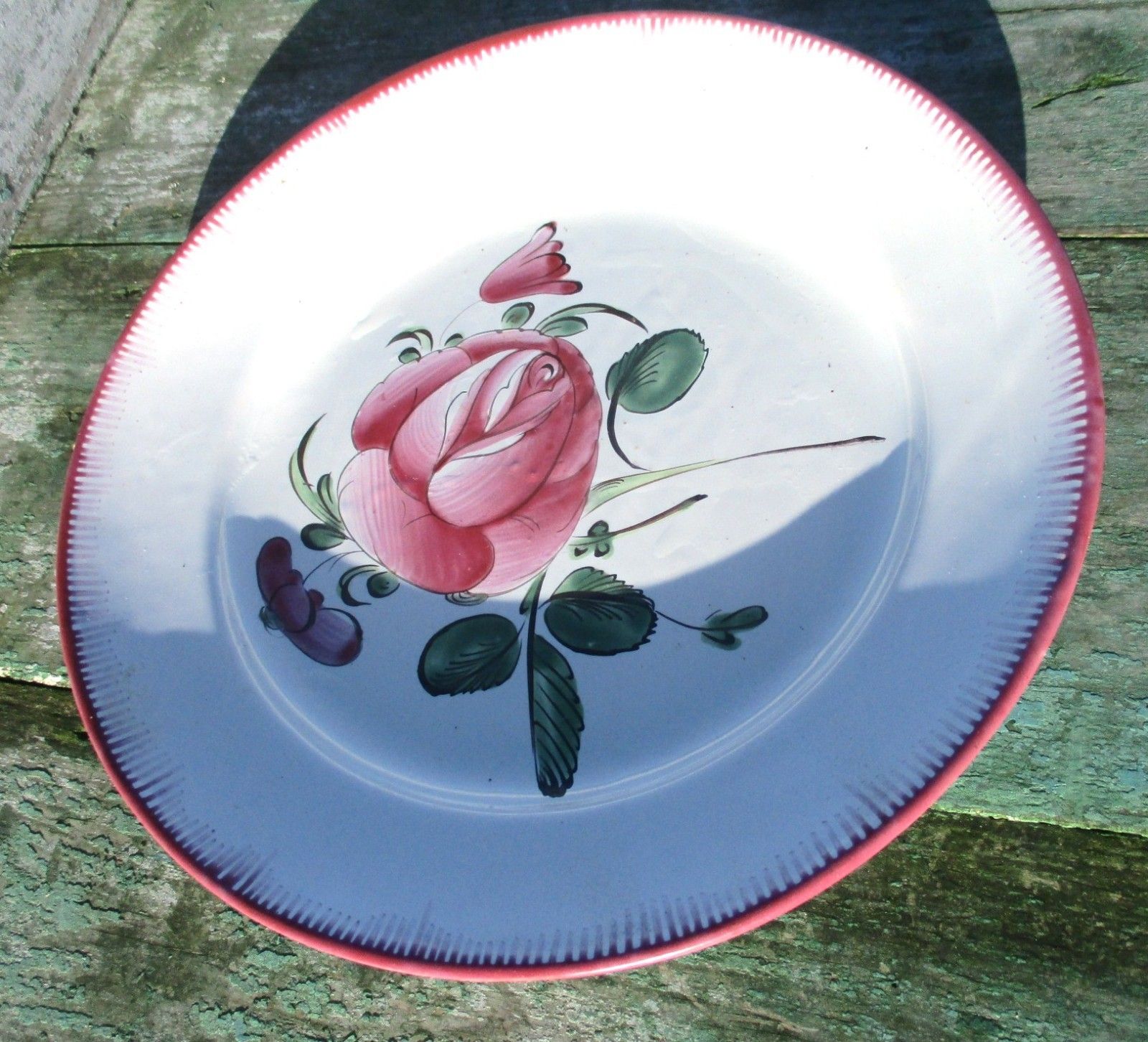 Antique Porcelain Plate  Strasbourg French Faience Luneville Rose photo furniture