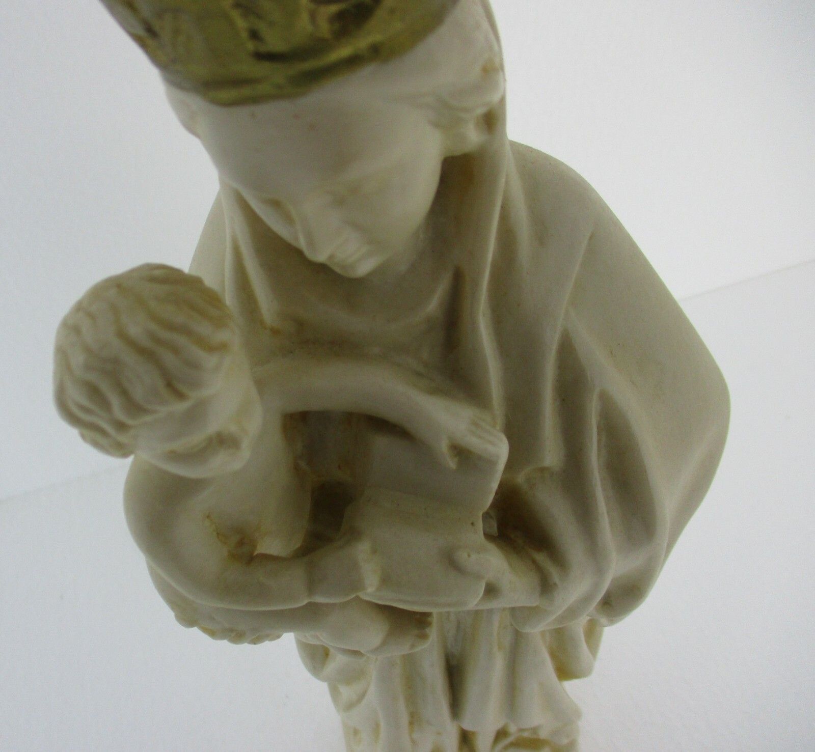 Virgin Mary Madonna And Infant Child Jesus Resin Bible Golden Crown Statue photo buy