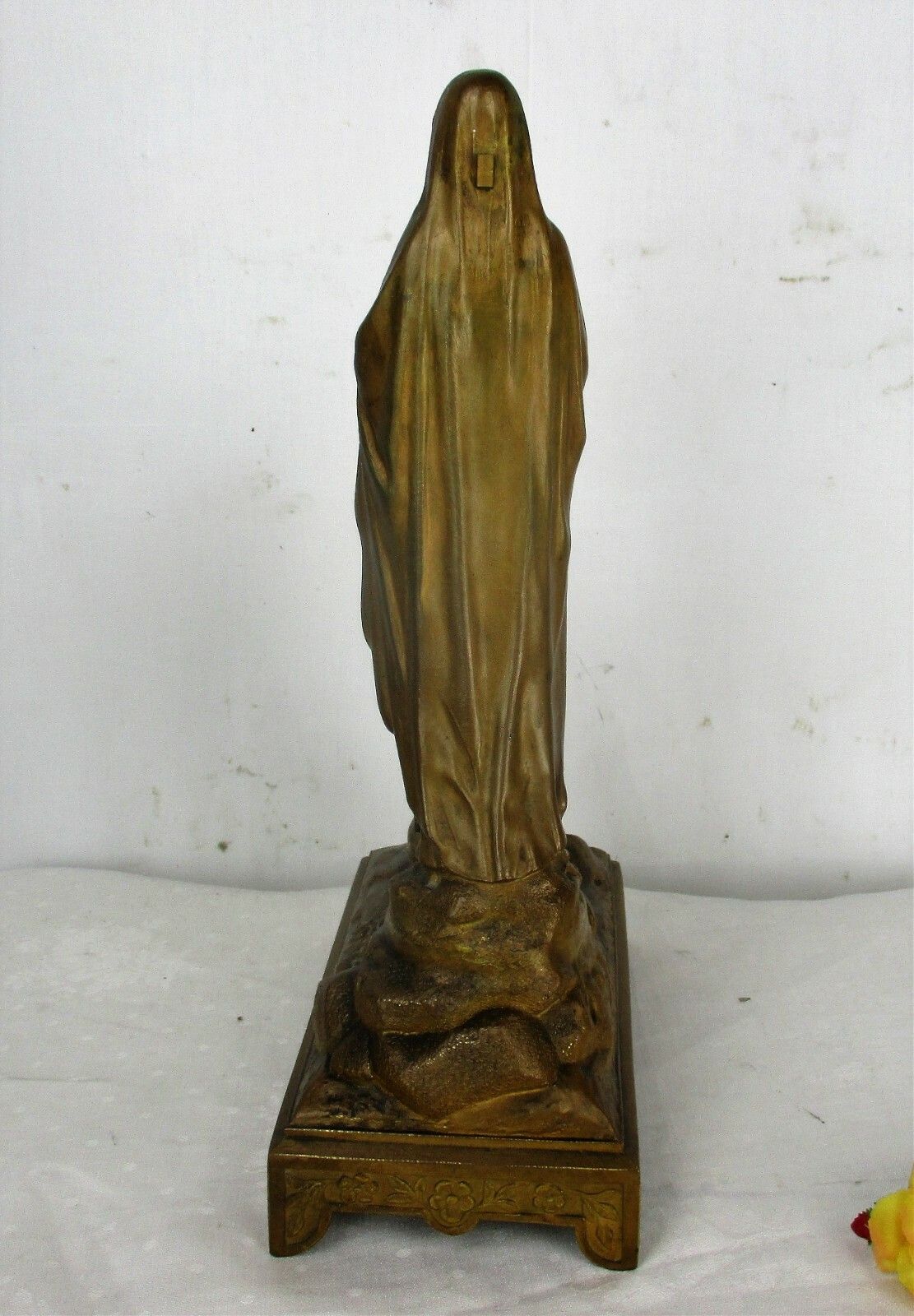 Large Art Nouveau Notre Dame De  Lourdes Music Box Virgin Mary St Bernadette photo vintage