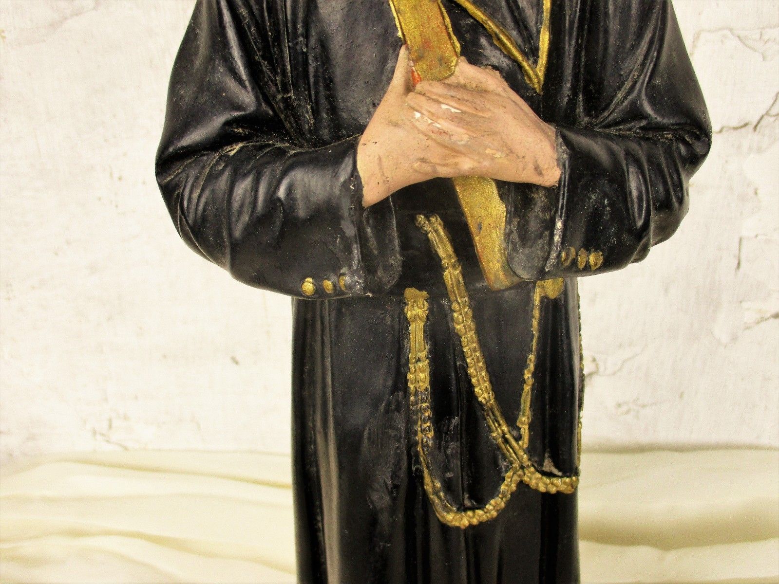 Antique Statue Saint Santo Gerard Santo Majella Dragon Plaster Priest Gothic Htf photo for sale
