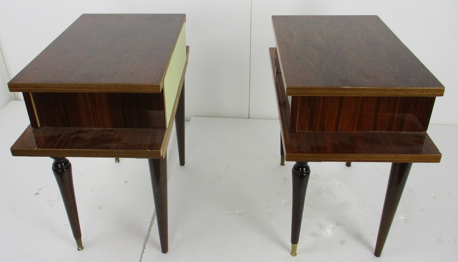 photo furniture Pair Couple Vintage Night Stands End Tables Mid Century Modern Lackered Wood Pop