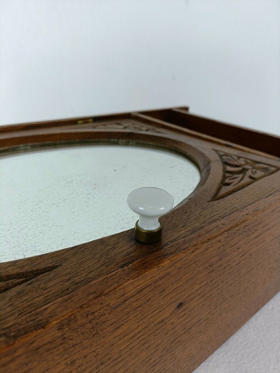 photo furniture Art Deco Kitchen Apothecary Medicine Bathroom Cabinet Oval Mirror