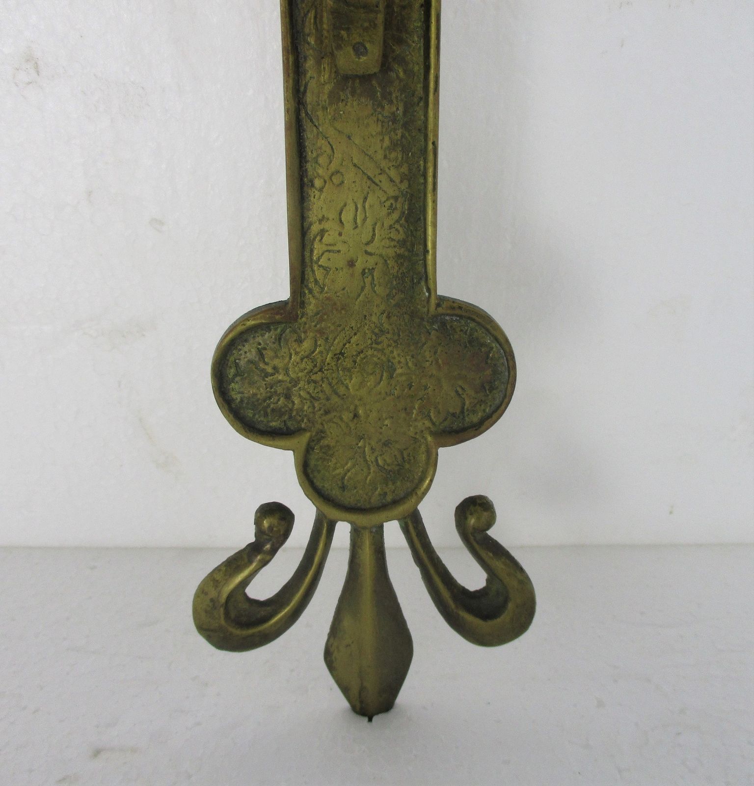 Ornate Hanging Wall Crucifix Heavy Brass Jesus Christ French Fleur De Lis Gorgeo photo Art