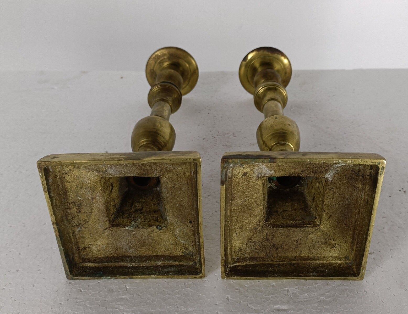Pair Of Candle Sticks Candle Holders Antique 1900s Jugendstil Brass photo buy