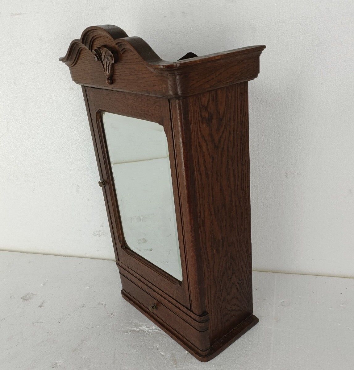 Large Medicine Apothecary Cabinet, Bathroom, Kitchen Carved Wood, Gorgeous, Beve photo for sale