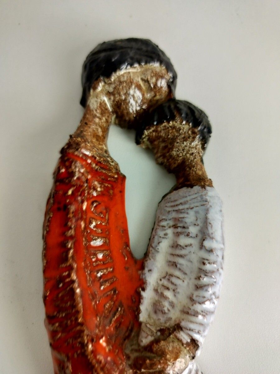 Vintage Wall Hanging Ceramic Karel Dupon Jr Mother And Child Tenderness photo furniture