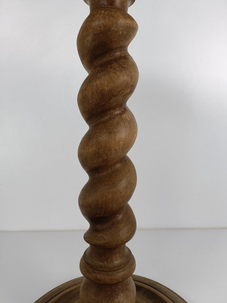 Hand Carved Wood Barley Twist Pedestal Display Side Table Plant Stand Barn Count photo vinterior