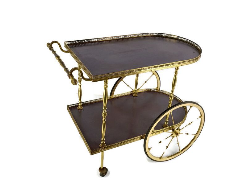 Cocktail Bar Serving Cart Trolley Era Maison Jansen Bagues Pine Apples Stunning
