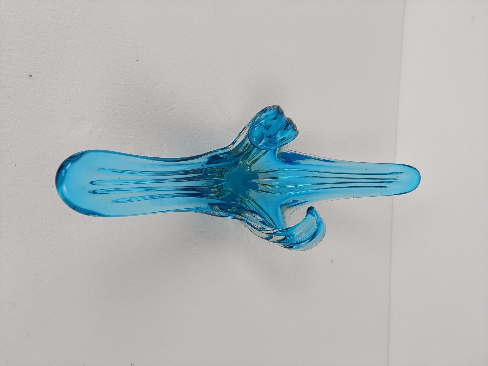 Italian Blue Clear Bowl Dish Centerpiece Murano Seguso Art Glass Stunning Wow photo vintage