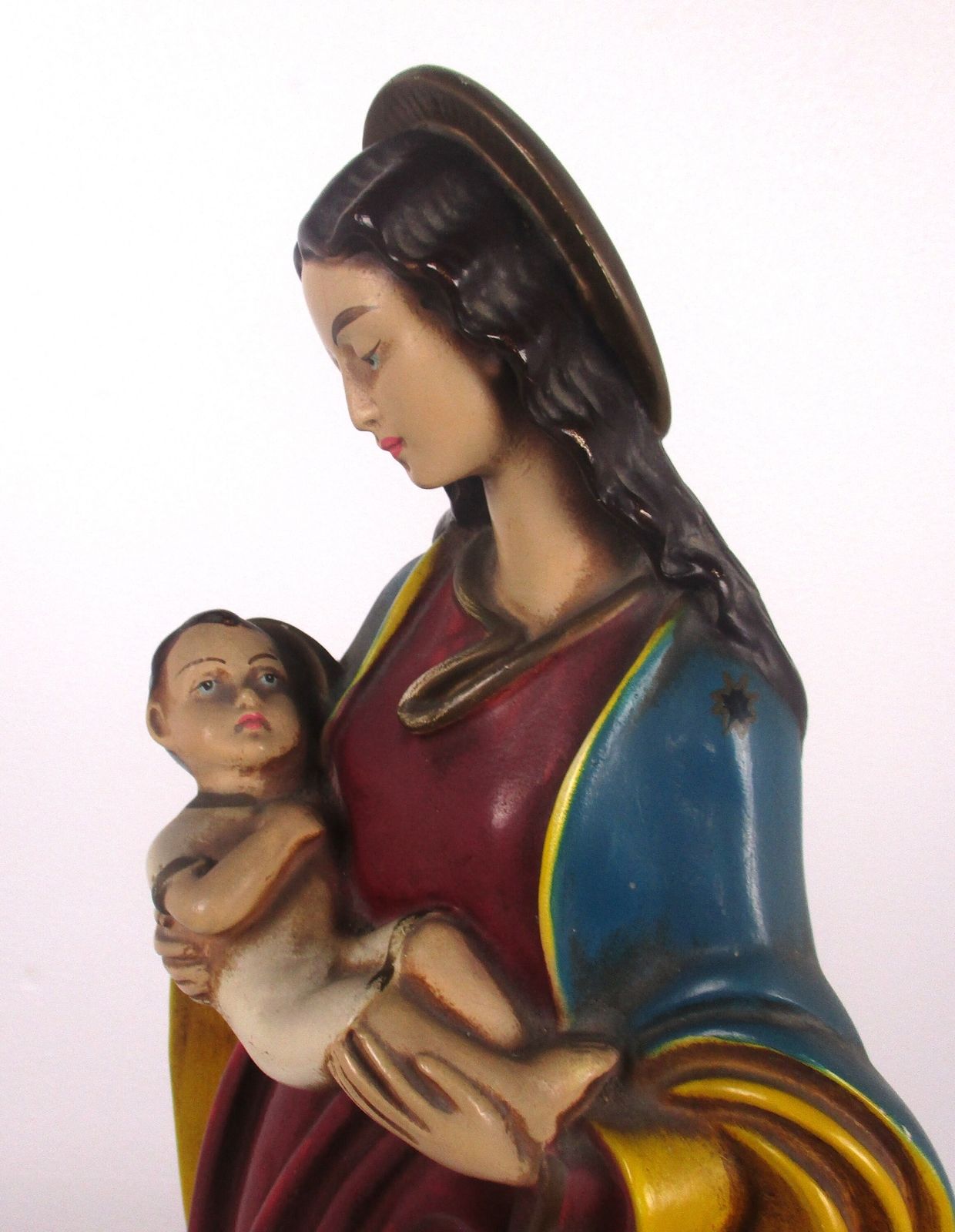 Xl Chapel Virgin Mary Madonna Our Lady With Infant Child Plaster Statue  Gorgeou photo vinterior