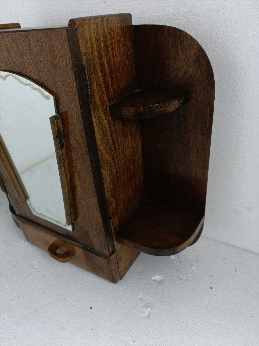Art Deco Medicine Apothecary Pharmacy Kitchen Bubbled Glass  Carved Wood Wow photo Furniture