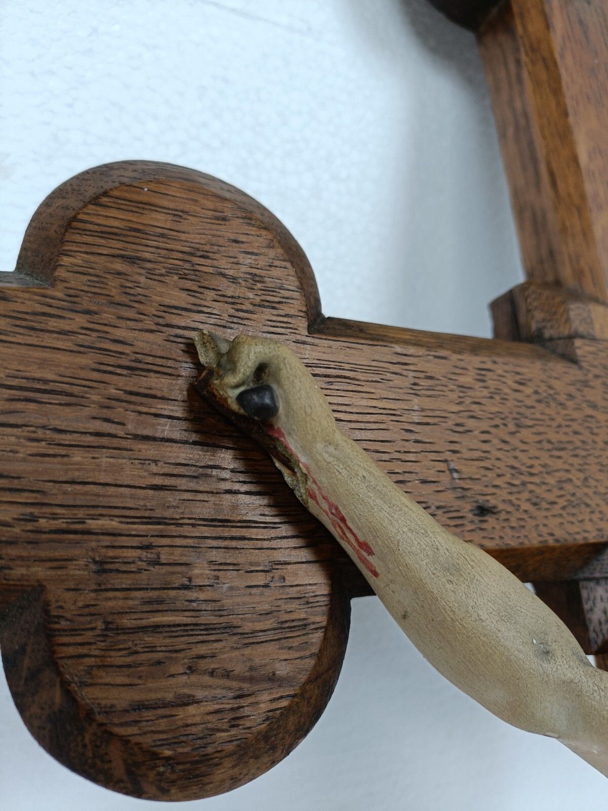 photo furniture Xl Wood Hanging Church Crucifix Plaster Dramatic  Corpus Piece Of Art French