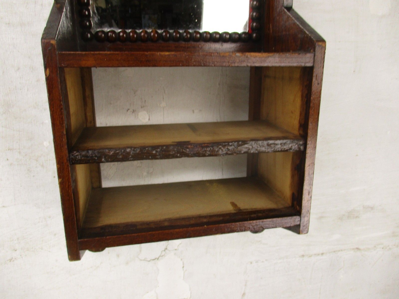 Vintage Ornate Wooden Kitchen Apothecary Kitchen Wall Cabinet  Wood Hobnails photo vintage