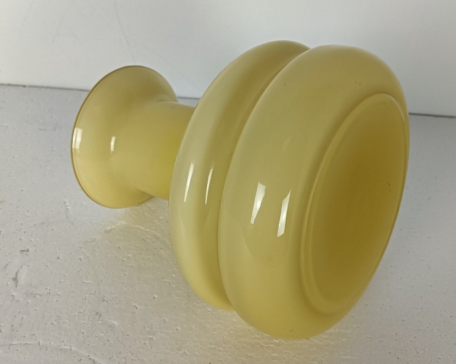 Yellow Vintage Cased Opaline Glass Vase Chanteclair Art Glass Hooped Belgium photo furniture