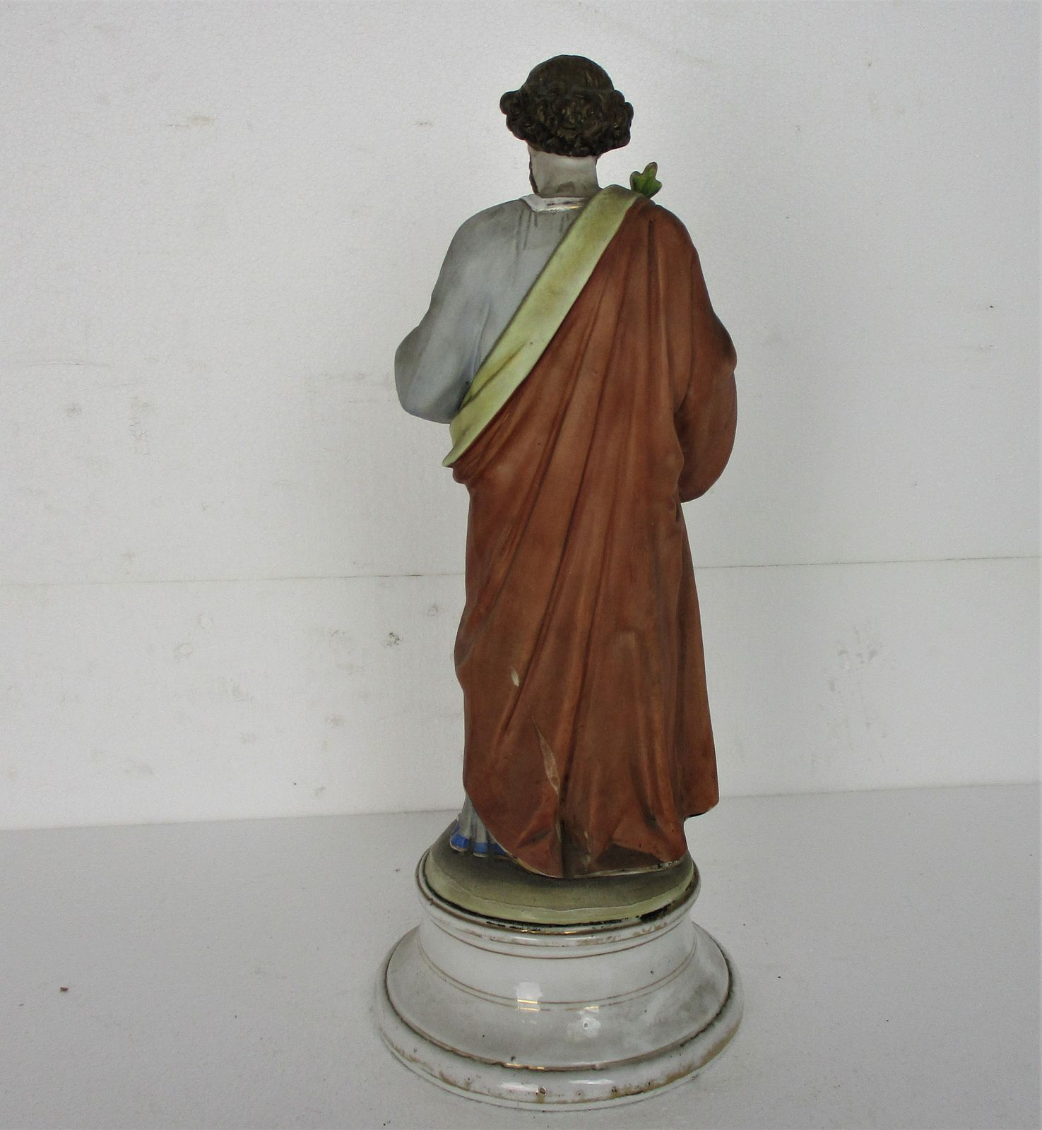 Antique Porcelain Bisque Statue Saint Joseph Angel Lilies Protector Of Homes Pol photo buy