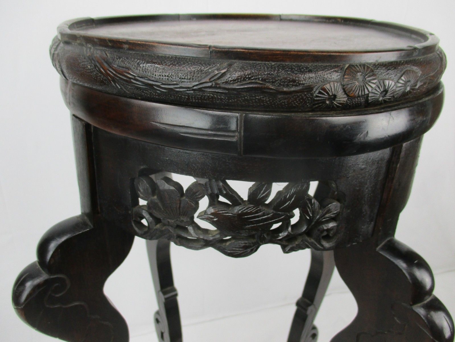 Furniture Gorgeous Wooden Ornate  Side Display Table Pedestal Plant Stand 33.07" photo