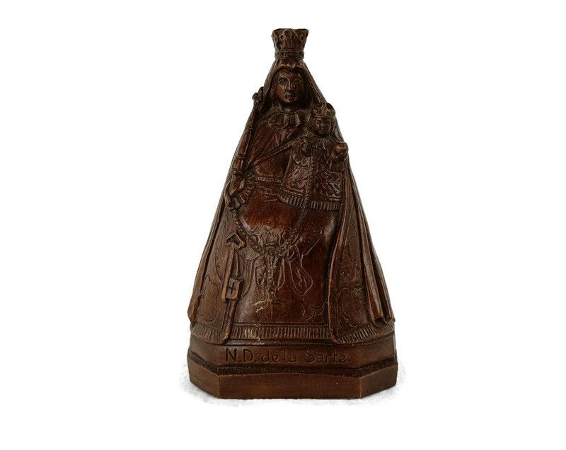 Black Madonna De La Sarte Virgin Mary Notre Dame Resin Polychrome Rare Collector