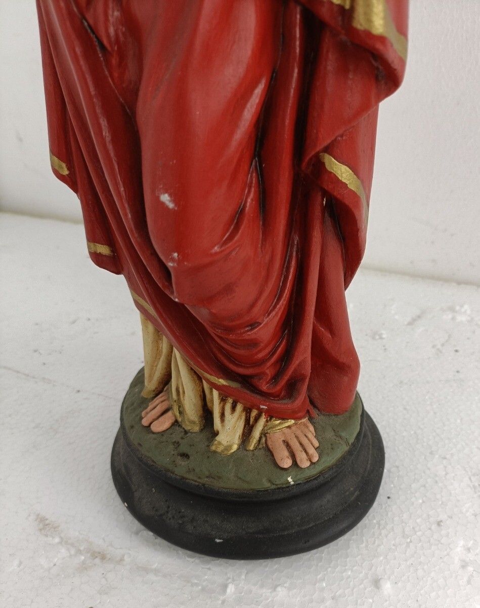 Statue Jesus Christ Savior Sacred Heart Holy Heart Plaster Antique Neo Gothic Ha photo Art