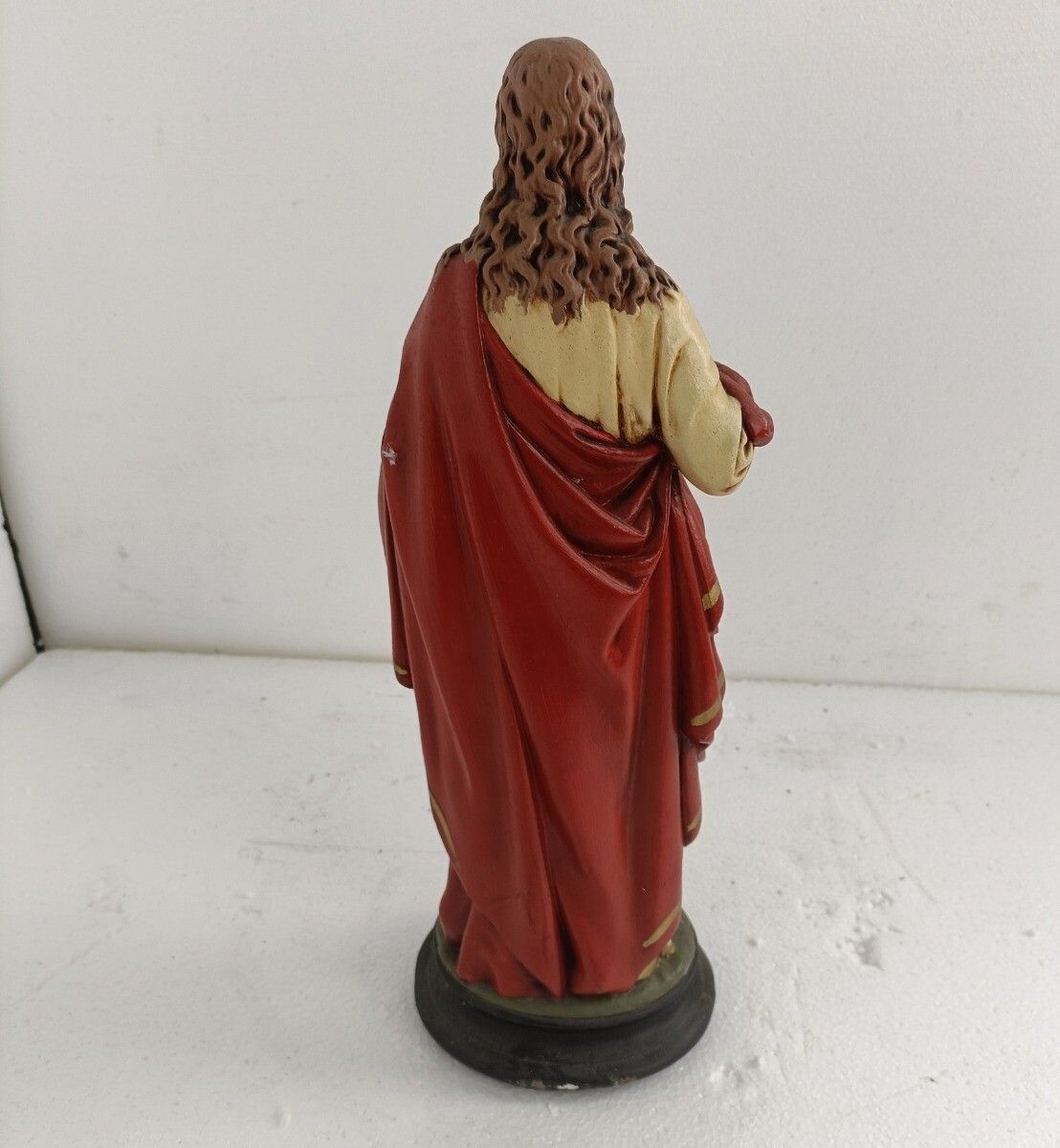 Statue Jesus Christ Savior Sacred Heart Holy Heart Plaster Antique Neo Gothic Ha photo vintage