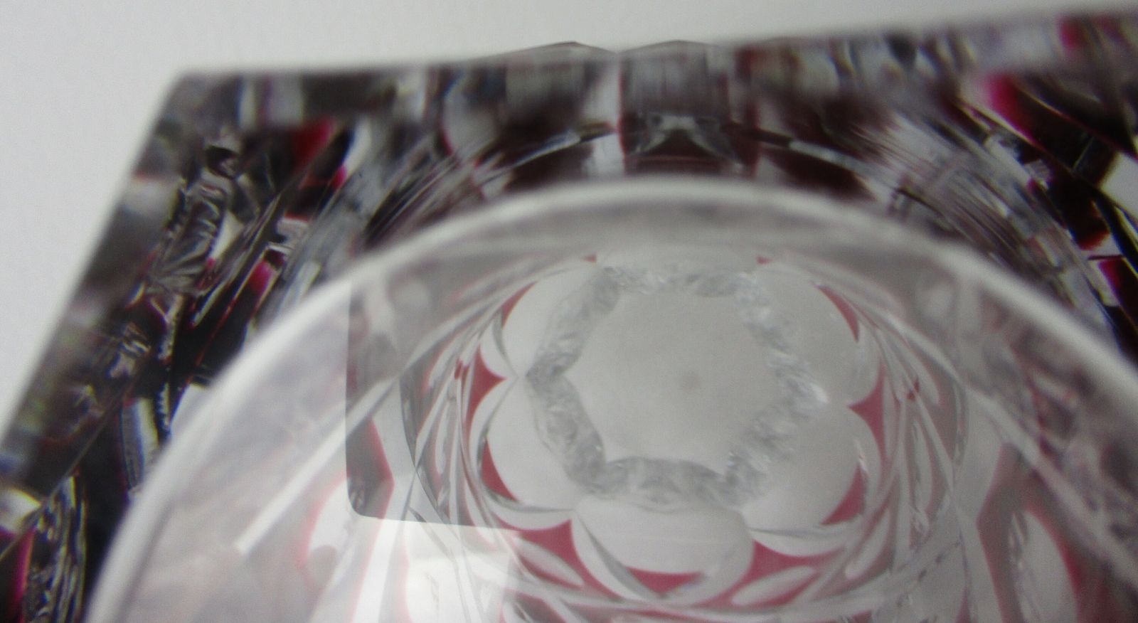 Val St Lambert Crystal Vase Cut To Clear Cranberry Charles Graffart 1950s Extrem photo vintage