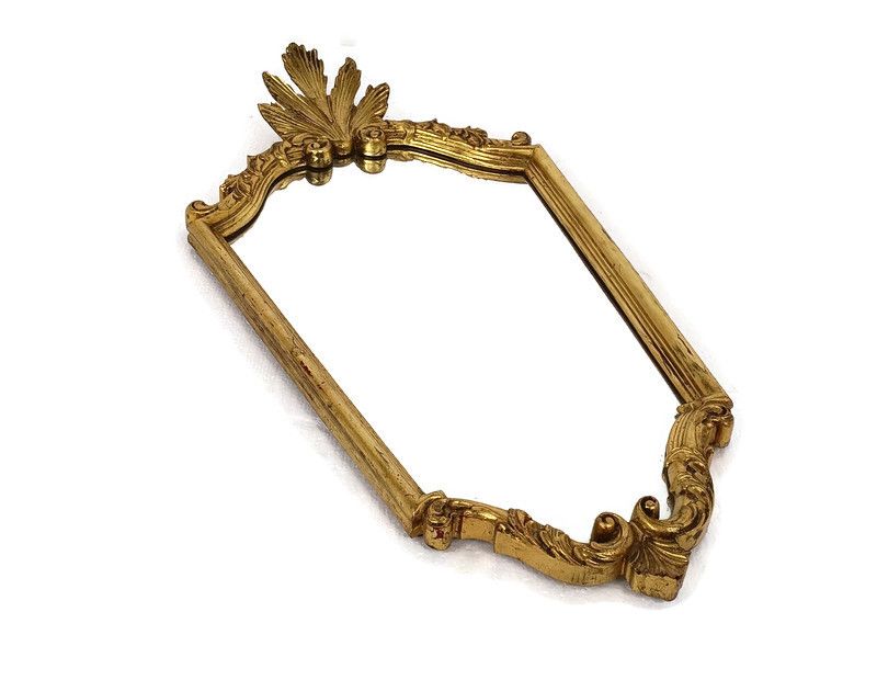 Ornate Mirror Resine Gold Gilded Ornate Hollywood Regency Style Shell