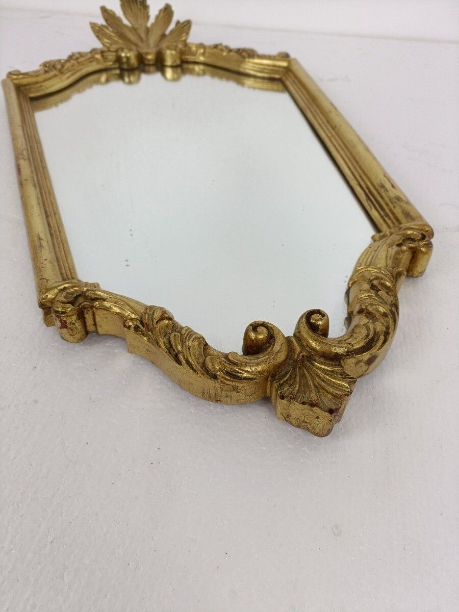 Ornate Mirror Resine Gold Gilded Ornate Hollywood Regency Style Shell photo furniture