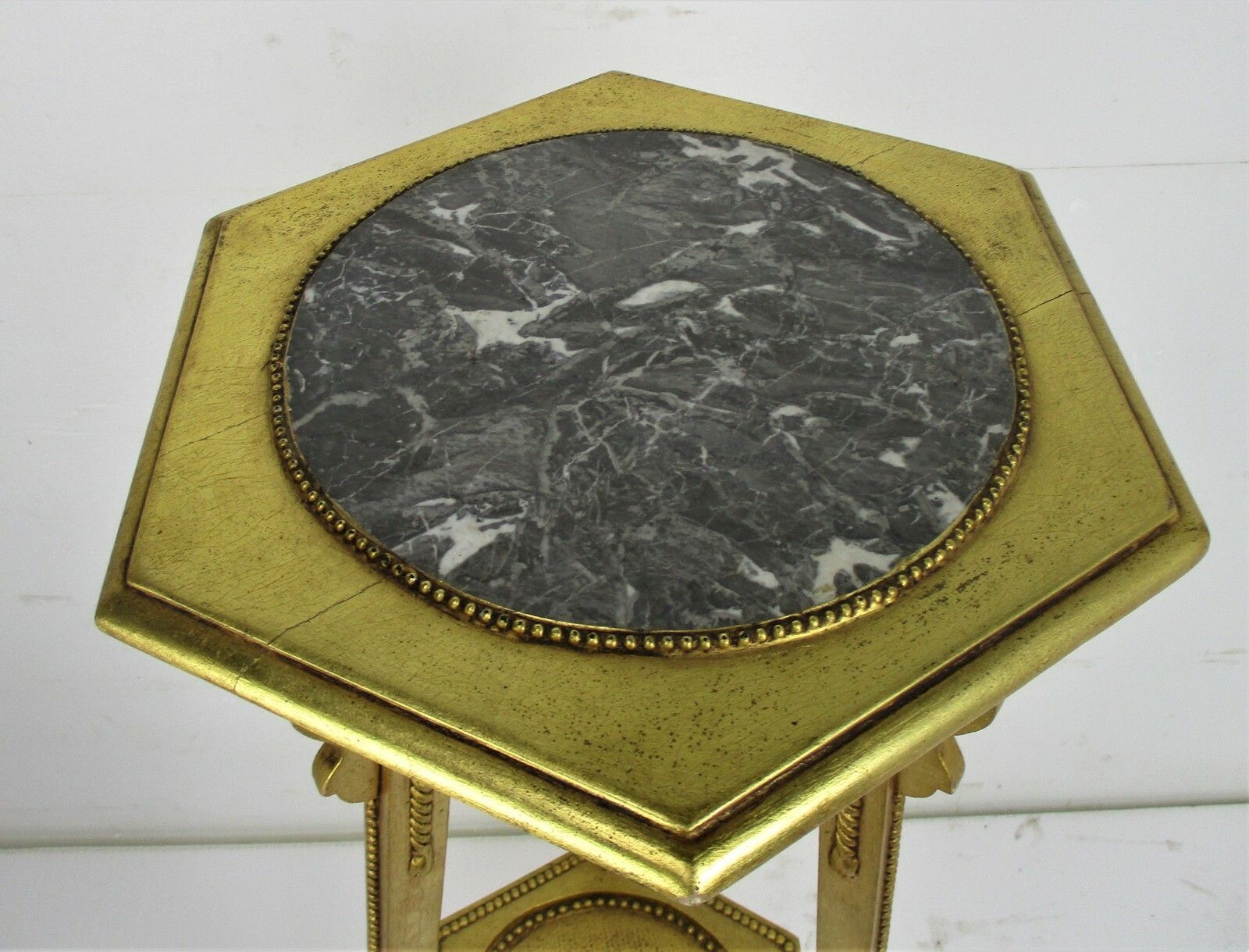 Gothic Gold Gilded Pedestal  Plant  Bonsai Stand Table Rams Head Marble Top Wow photo 723.0