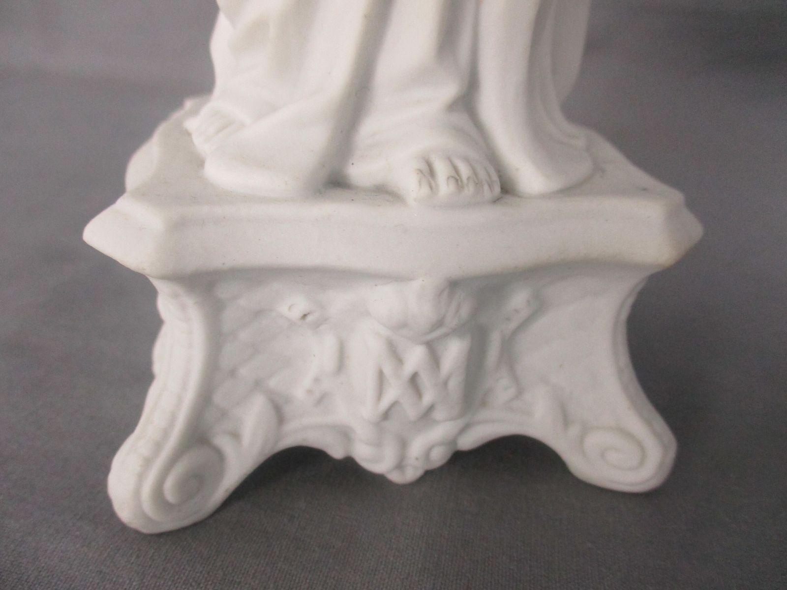 Antique 1900 Bisque Statue Virgin Mary Our Lady Madonna Infant Jesus  10.82&Qu photo Art
