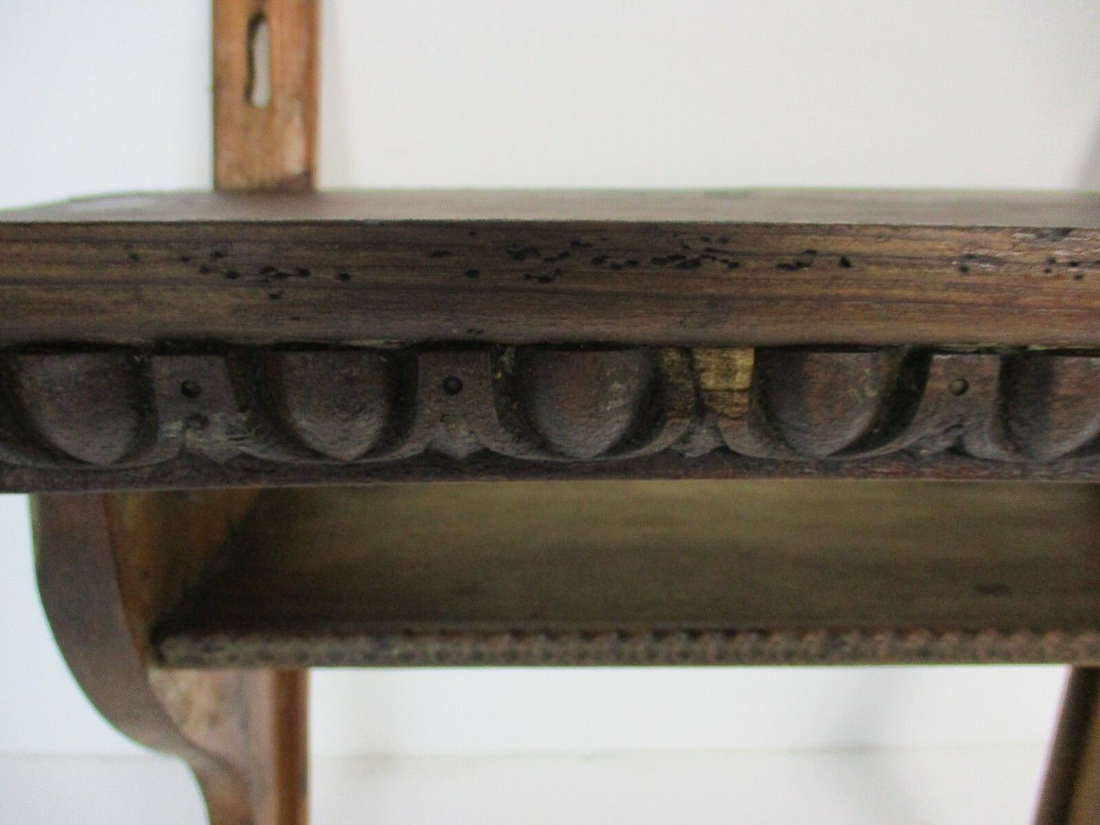 Hand Carved Wooden Wall Hall Console Table Ornate Small Two Shelves Antique Barn photo 130.0
