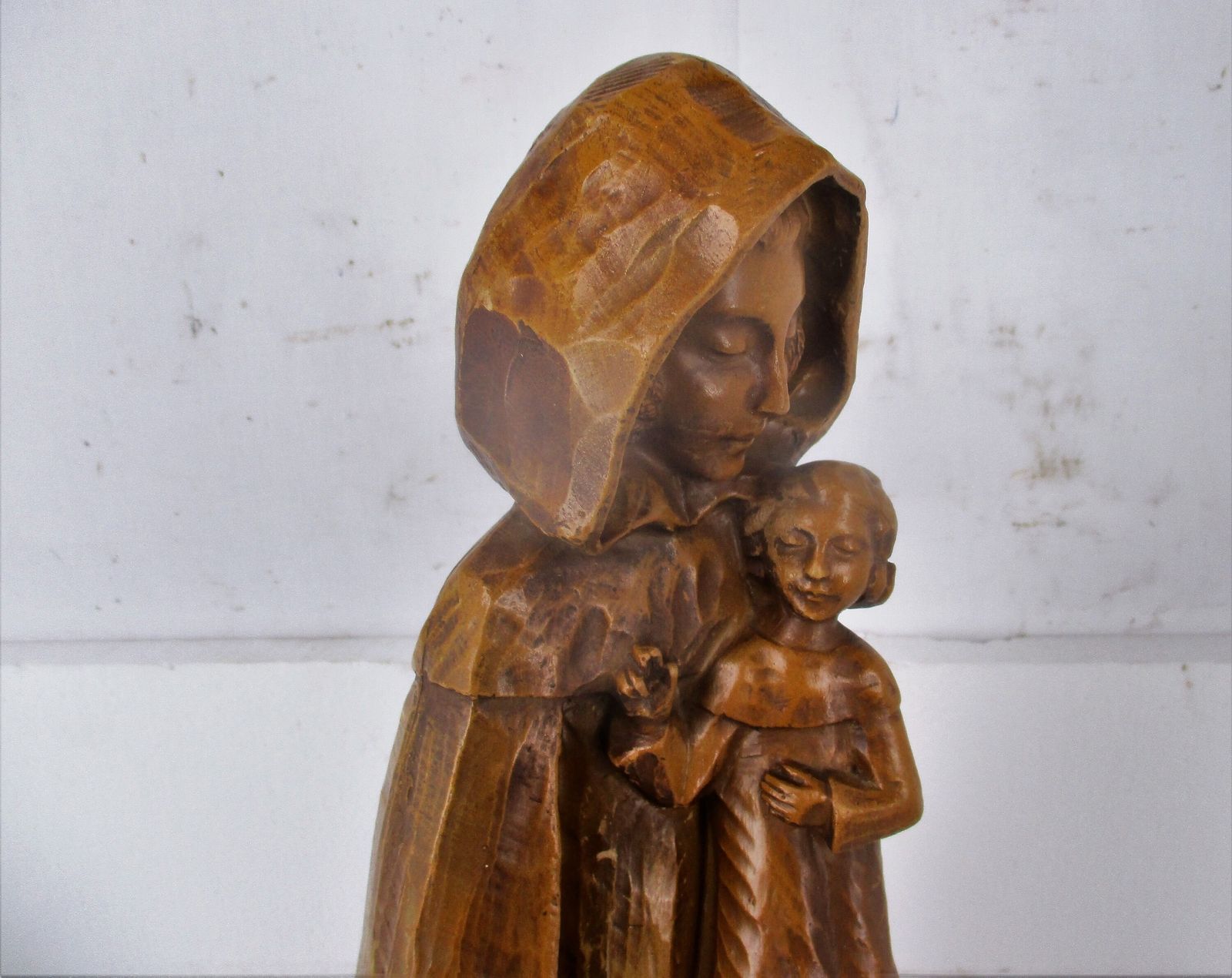 Statue Virgin Mary Madonna Infant Child Terracotta Or Thin Plaster Collector 20. photo Art