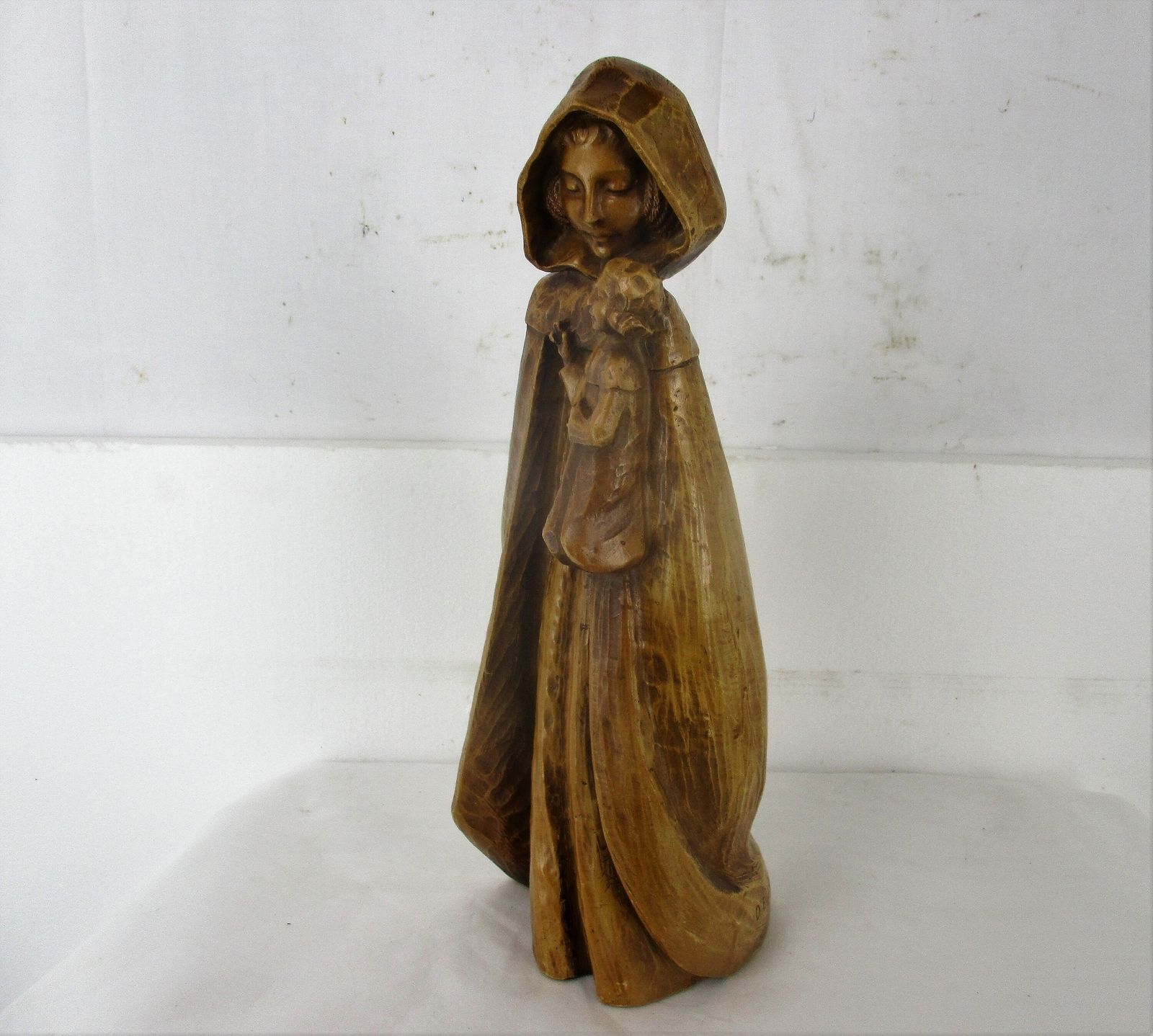 Statue Virgin Mary Madonna Infant Child Terracotta Or Thin Plaster Collector 20. photo 154.0