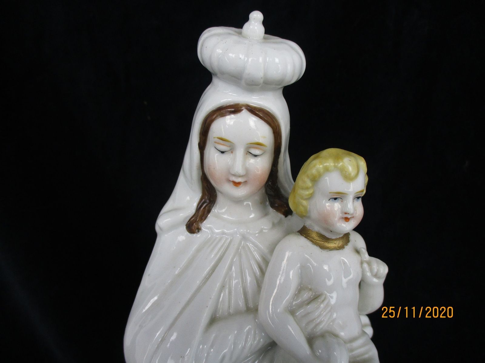 Large Antique 1900 Vieux Paris Porcelain Bisque Statue Virgin Mary Madonna With photo furniture