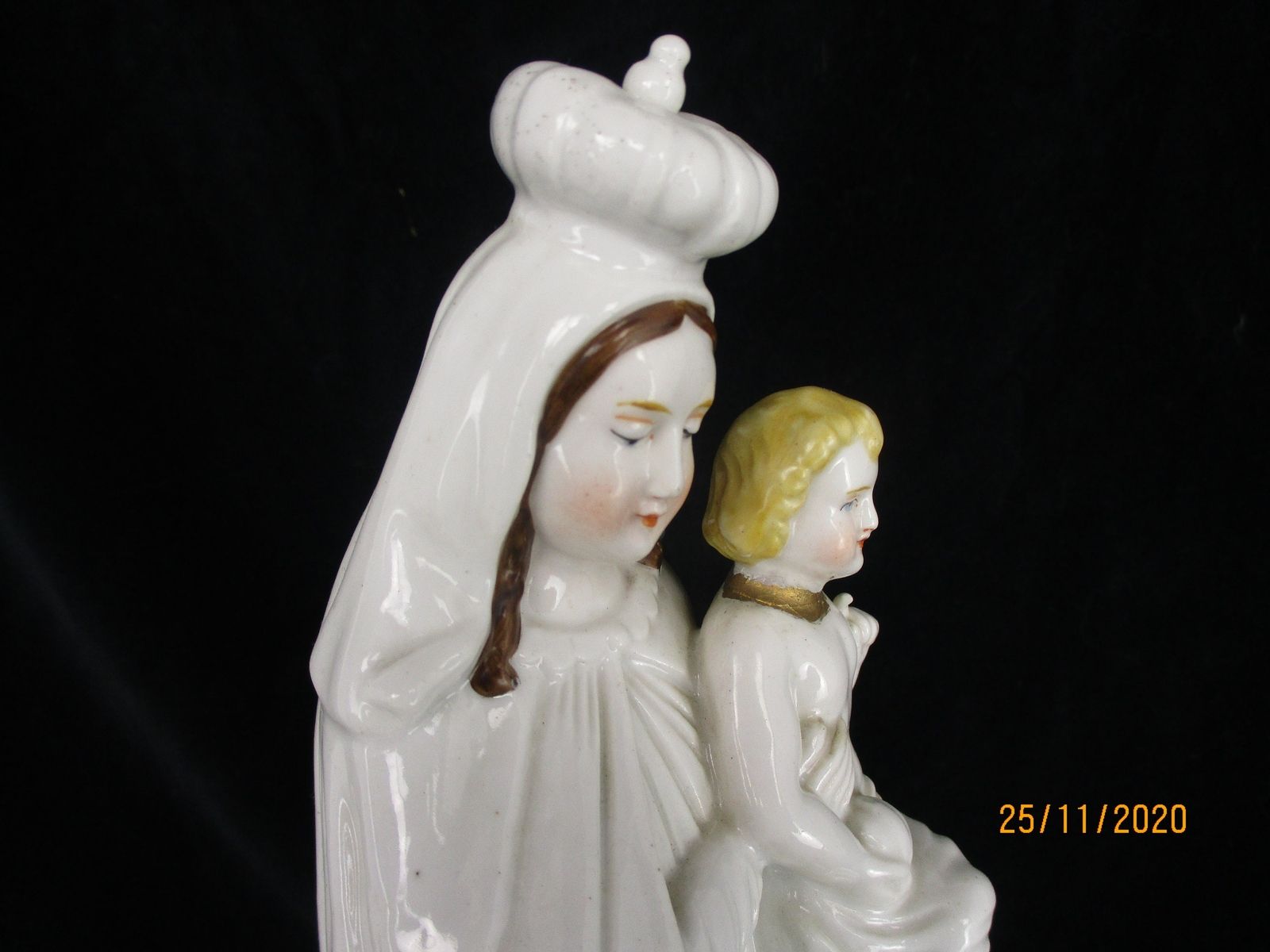 Large Antique 1900 Vieux Paris Porcelain Bisque Statue Virgin Mary Madonna With photo Art