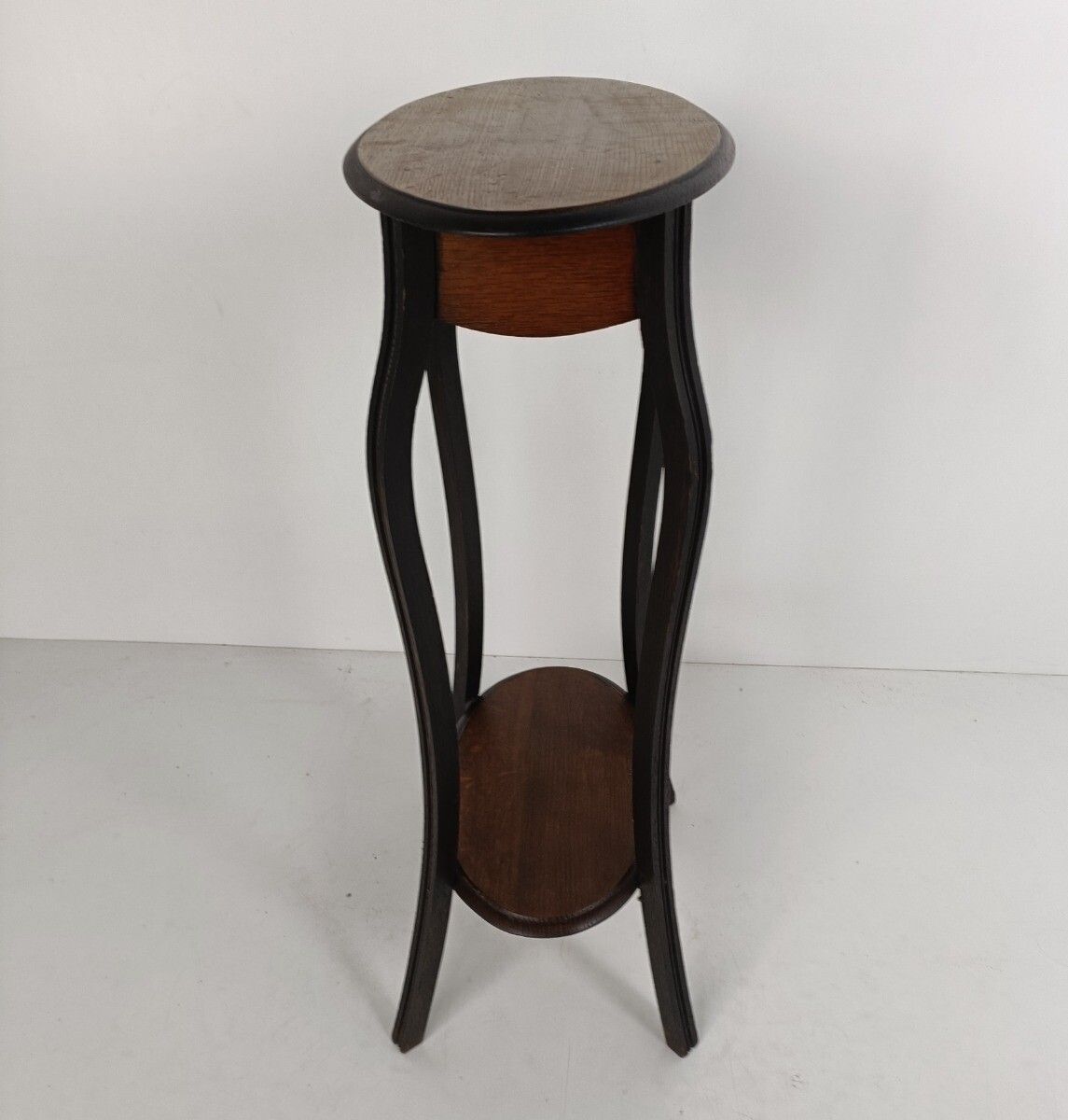 Antique Oval Two Tier Two Toned Pedestal Plant Stand Side Table Elegant photo for sale