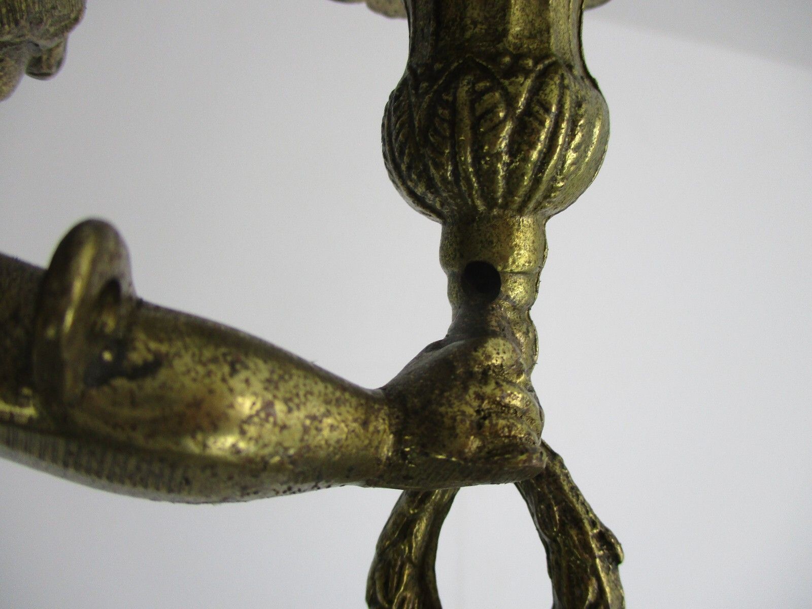photo furniture French Bronze Chandelier 3 Lights Arms Putti Cherub Hollywood Regency Romantic