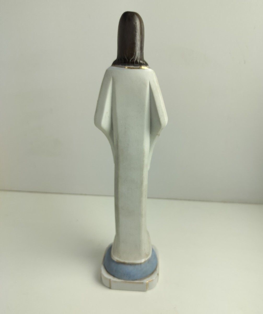 Porcelain Statue Jesus Christ Saviour Holy Sacred Heart Vintage Bisque photo vinterior