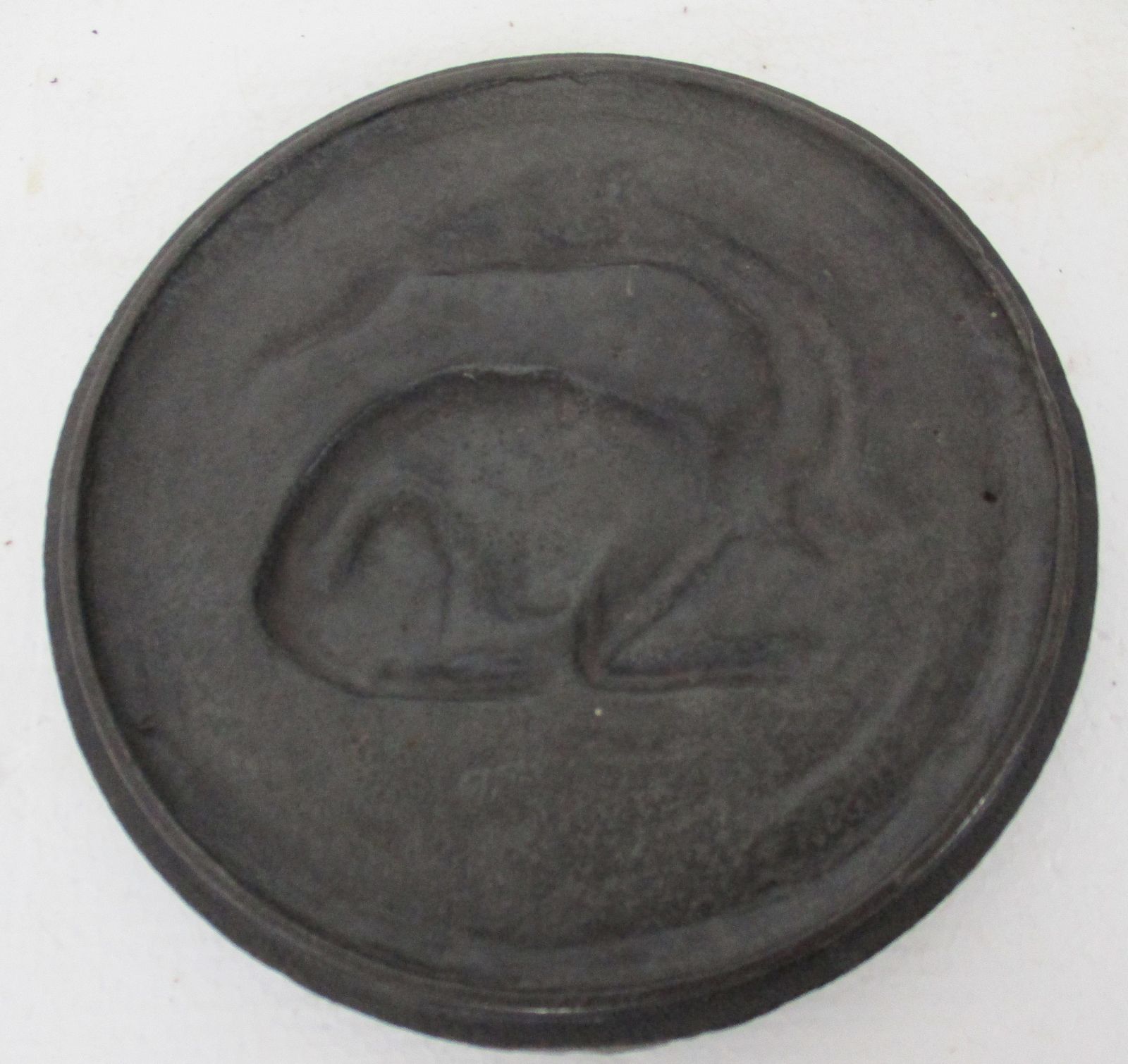 Heavy Antique Rustic Authentic Primitive Iron Lid Plaque Dragon Gothic Rare photo Home Decor