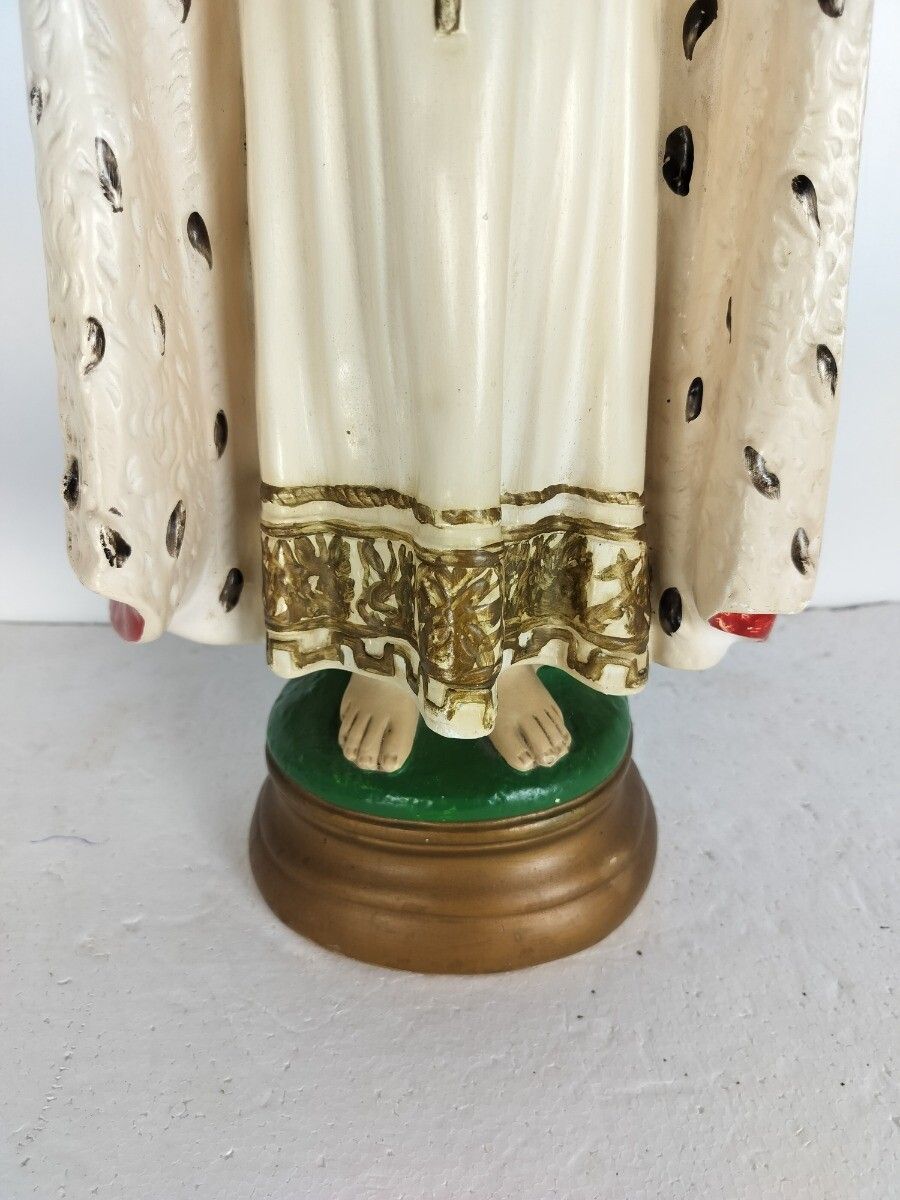 Large Statue Infant Of Prague Infant Jesus Santo Nino Plaster Hand Painted Chape photo vintage