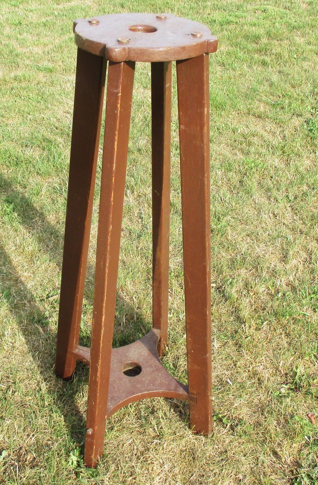 Antique Outdoor Wooden Umbrella Stand Wood Rare Decorative Primitive Rustic Htf photo Home Decor