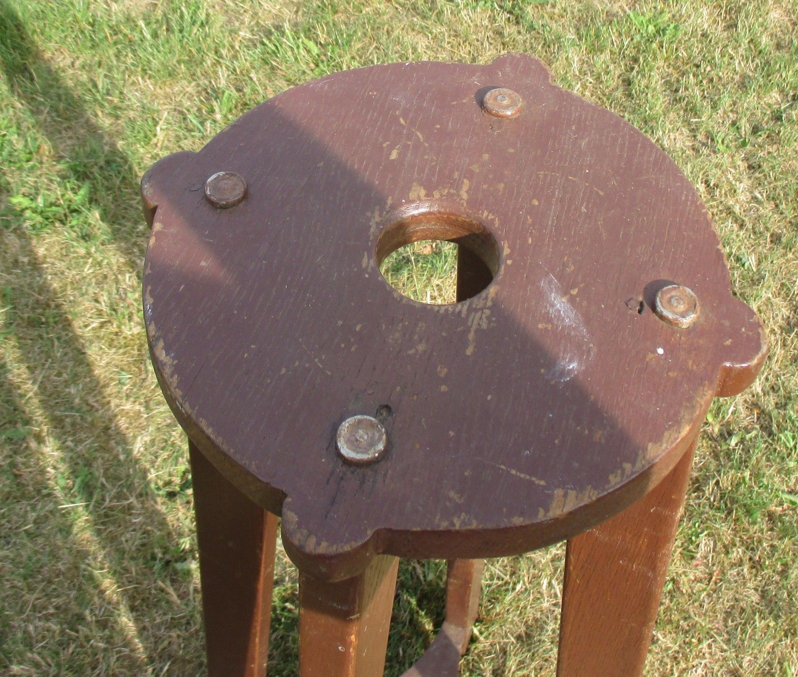 Antique Outdoor Wooden Umbrella Stand Wood Rare Decorative Primitive Rustic Htf photo 121.0