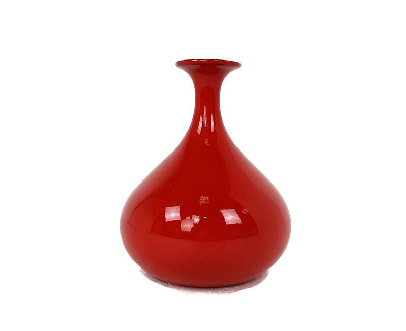 Pino Spagnolo Design Post Modern Vase  Sicart Italy Space Age Modernist Red 70s