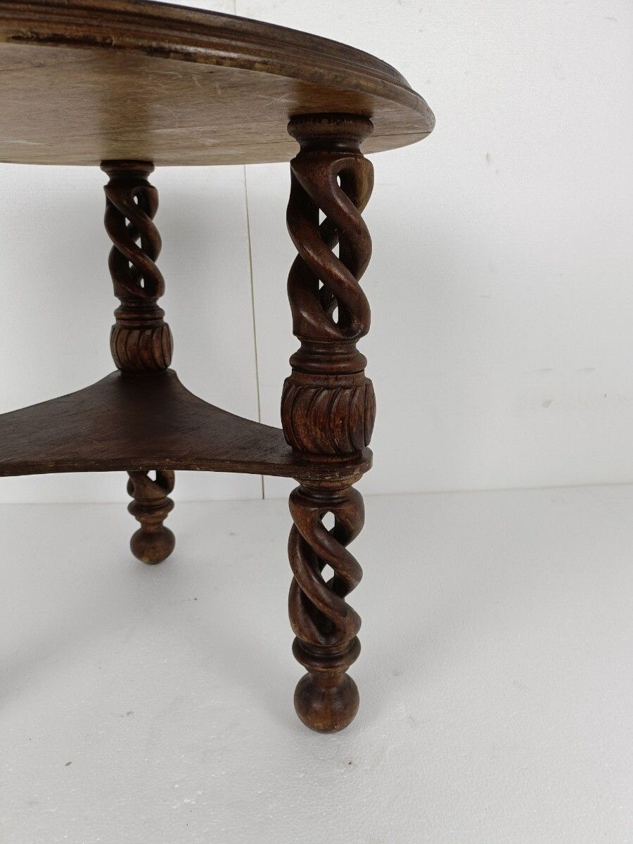 Open Barley Twist Wooden Side Display Coffee Table Pedestal Plant Stand photo Furniture
